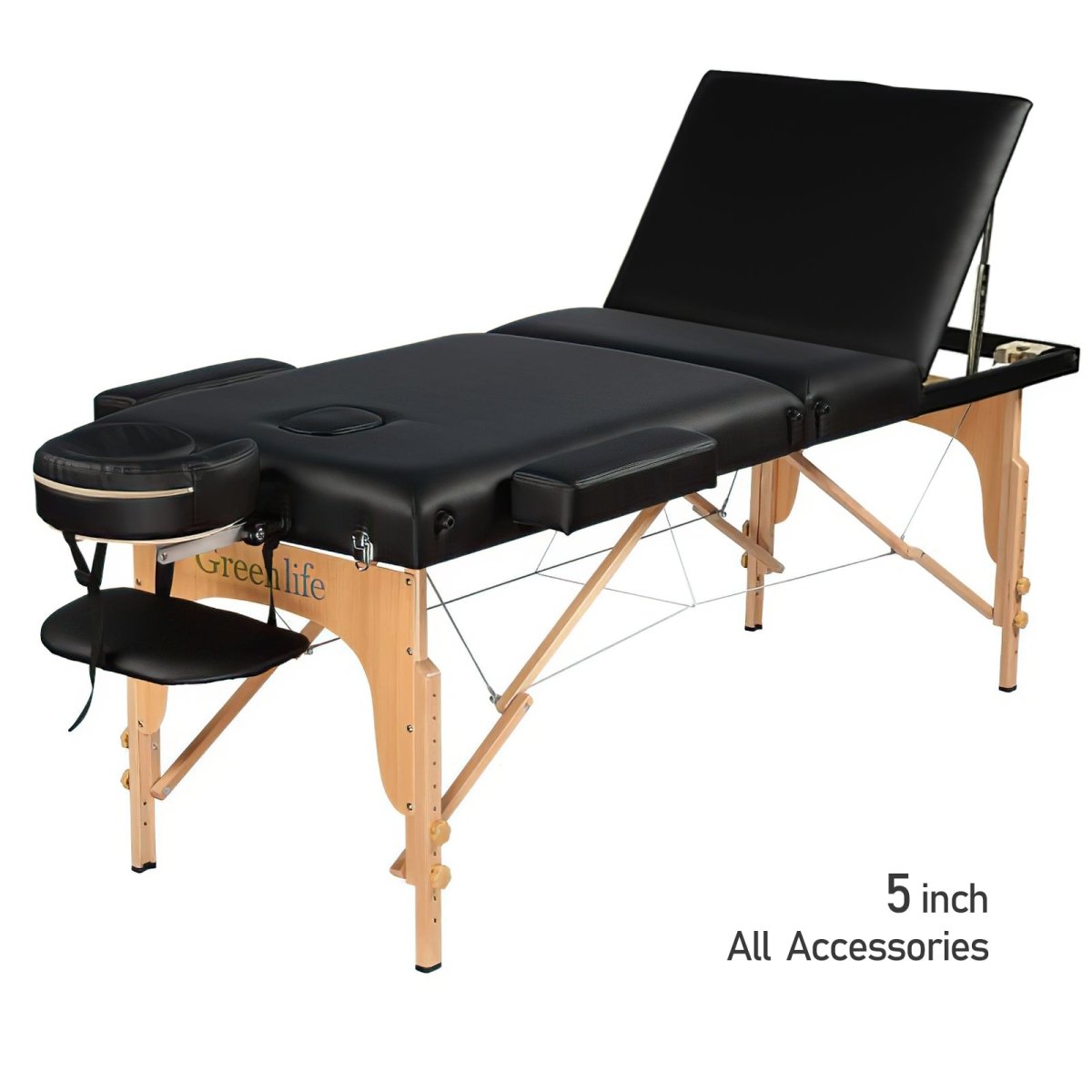 3-Section 5" Wooden Super Stable Portable Massage Table - MTW132 - GreenLife-Portable Massage Table