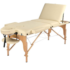 5" thick 3 Section Wooden Greenlife® master Portable Massage Table Cream or Black - MTW132