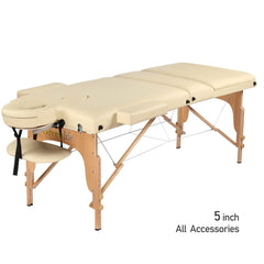 3-Section 5" Wooden Super Stable Portable Massage Table - MTW132 - Greenlife Treatment-Portable Massage Table