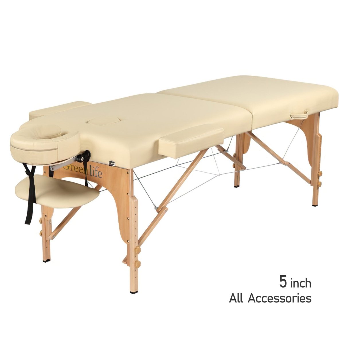 2-Section 5" Wooden Super Stable Portable Massage Table - MTW122 - Greenlife Treatment-Portable Massage Table