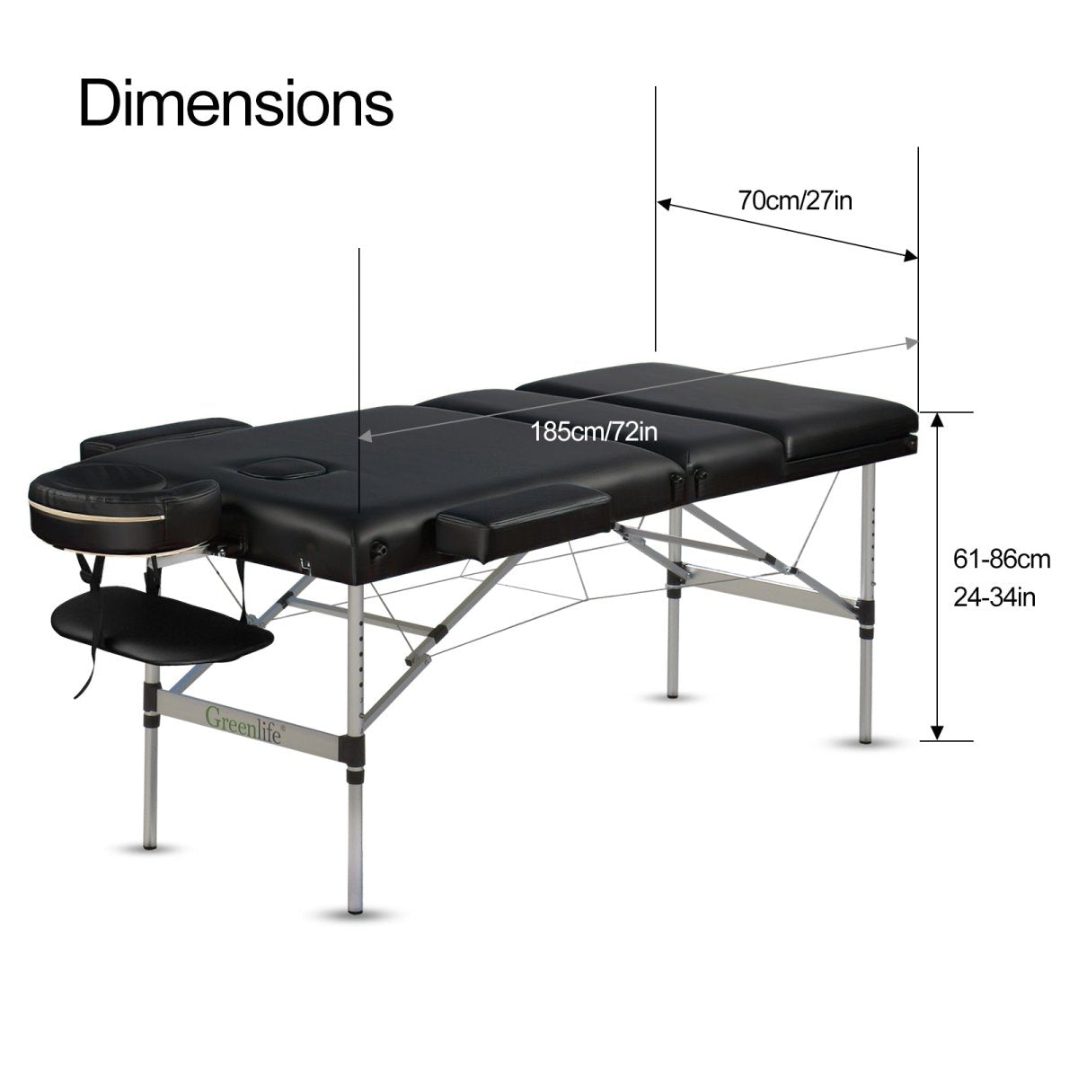 3-Section 5" Aluminum Super Stable Portable Massage Table - MTA132 - Greenlife Treatment-Portable Massage Table