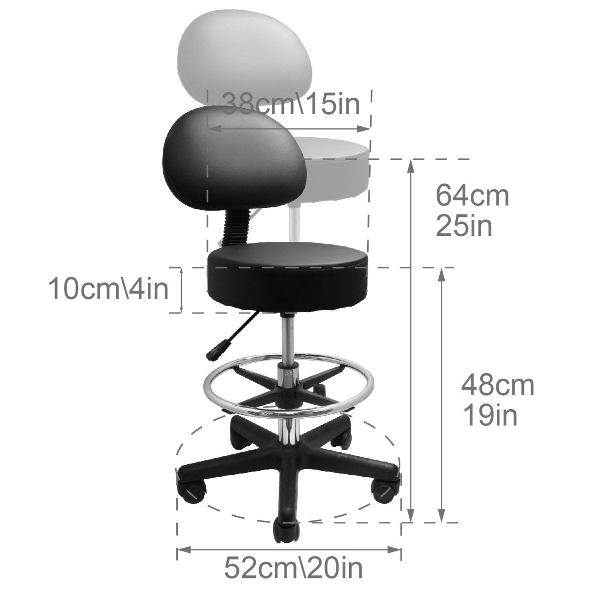 Deluxe Hydraulic Adjustable Swivel Rolling Stool - RSWB&F151/3 - Greenlife Treatment-Rolling Stool