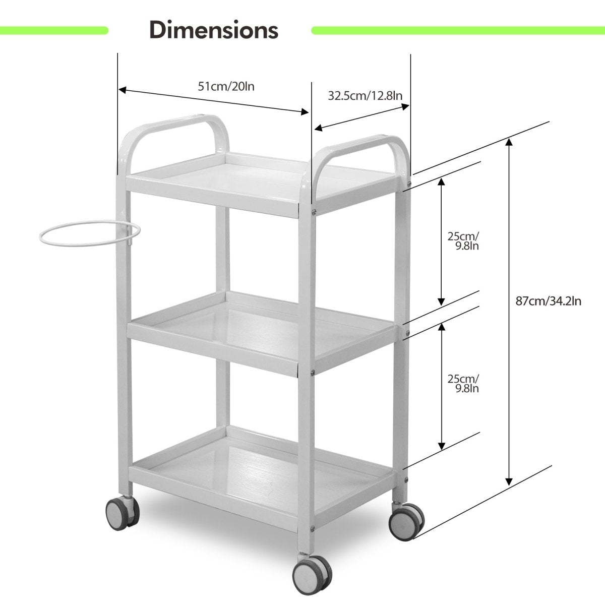 SPA Trolley (568-141 White Single) - Greenlife Treatment-Salon Trolley