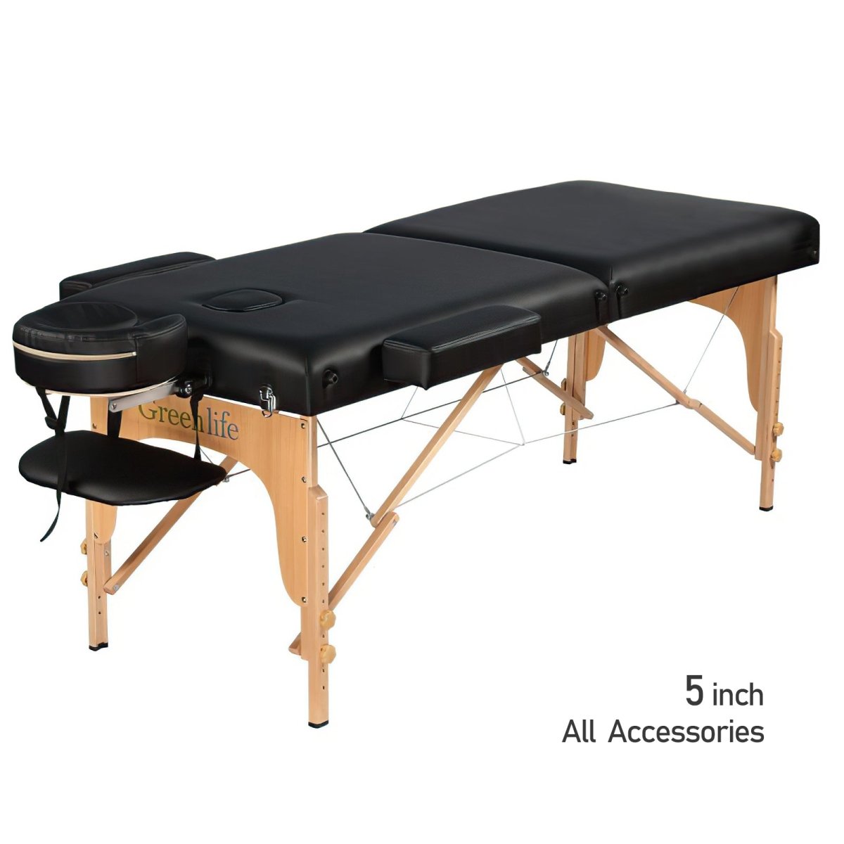 2-Section 5" Wooden Super Stable Portable Massage Table - MTW122 - Greenlife Treatment-Portable Massage Table